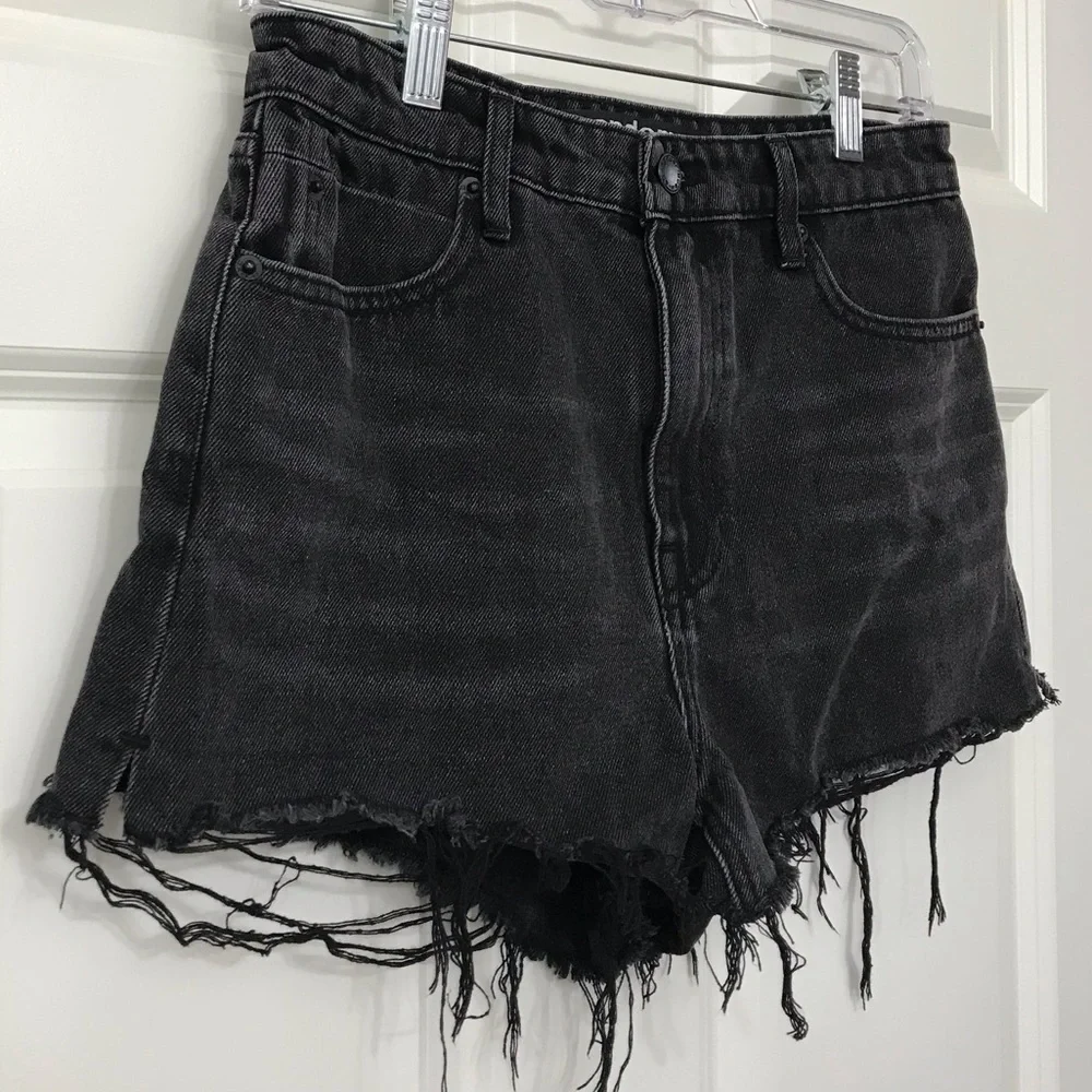 New Alexander Wang Bite High Rise Denim Shorts Rigid Black Jean Cut Off 28 - Picture 4 of 13